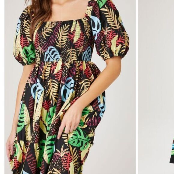 Forever 21 ,Tropican Print Cotton  Maxi Dress - Picture 5 of 7